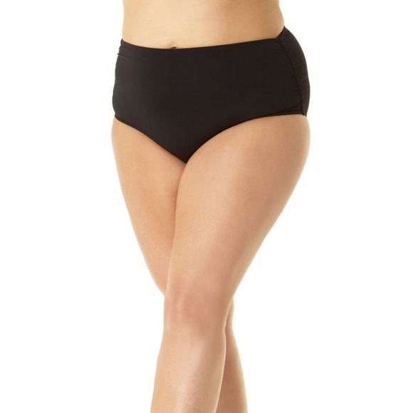 Anne Cole Plus High Waist Shirred Swim Bottom 20W - Picture 2 of 5